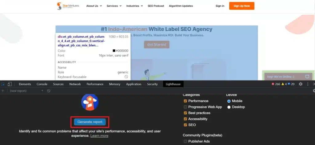 click on generate reports and check the performance