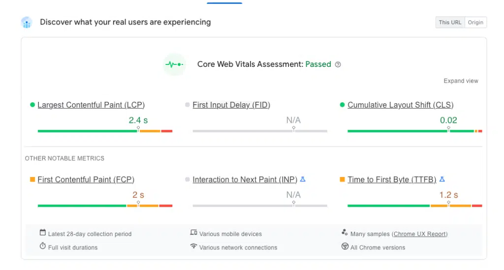 core web vitals metrics