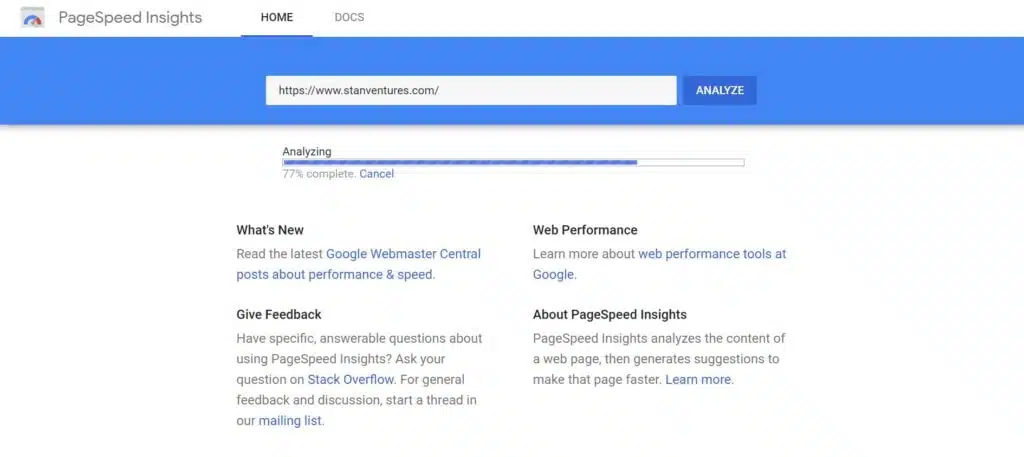 input your url and analyze