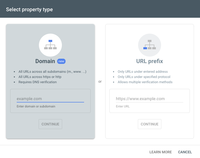 url prefix and domain property