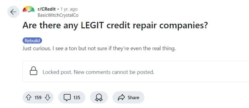 Reddit ranked for search term best credit repair companies