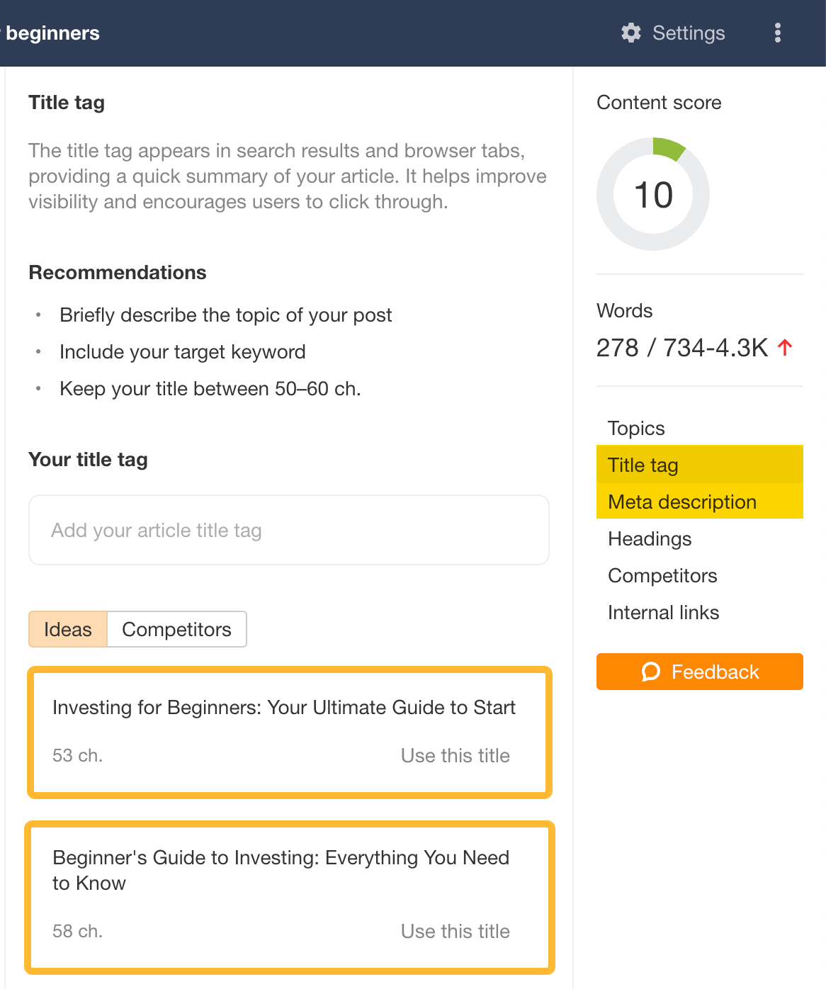 How AI content helper works - Brainstorm Titles, Meta Descriptions, and Headings