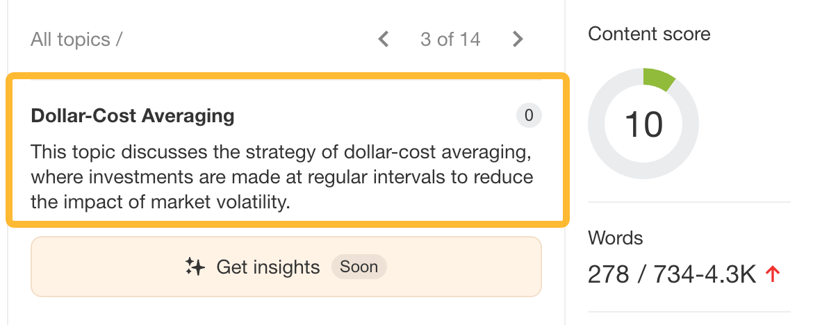 View the key topics present in SERP - Example