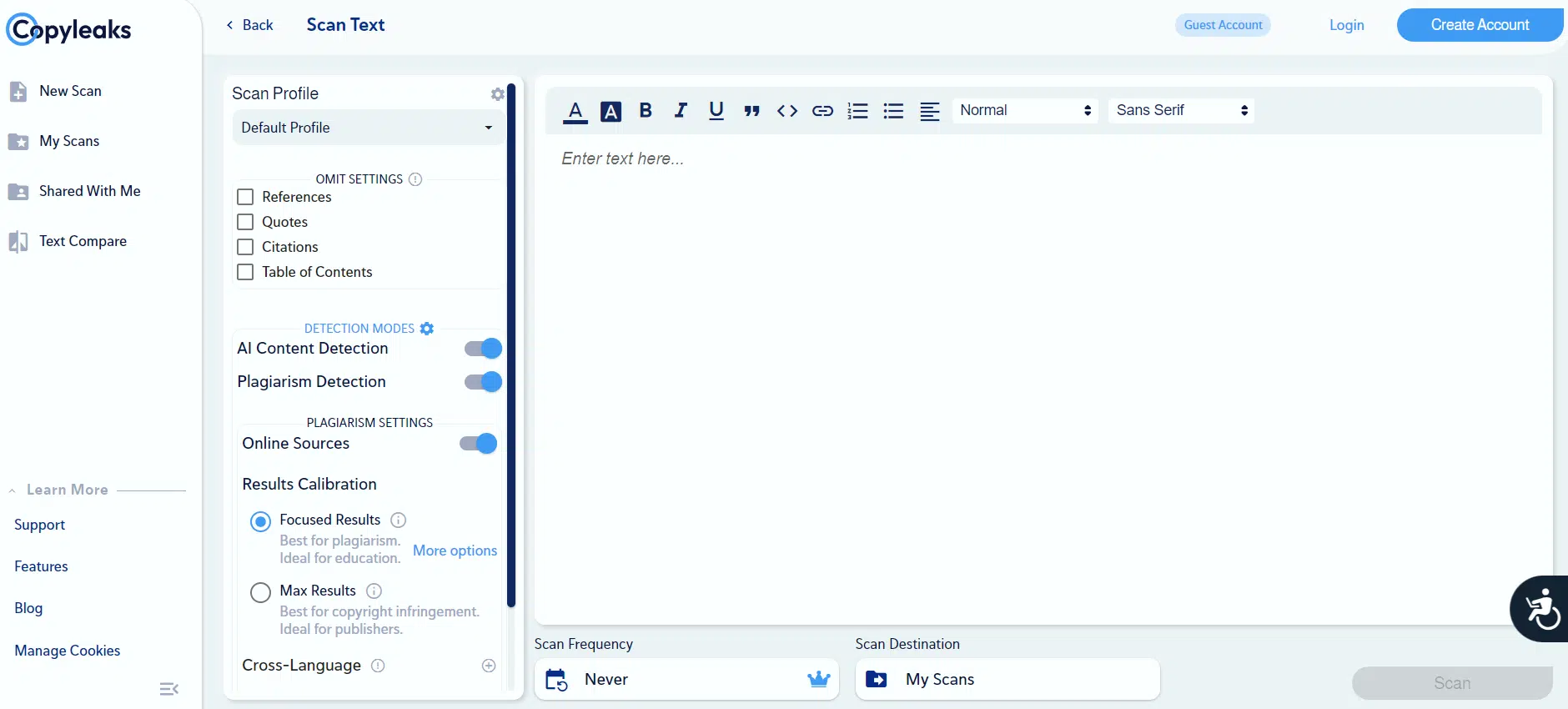AI content detection tool - Copyleaks