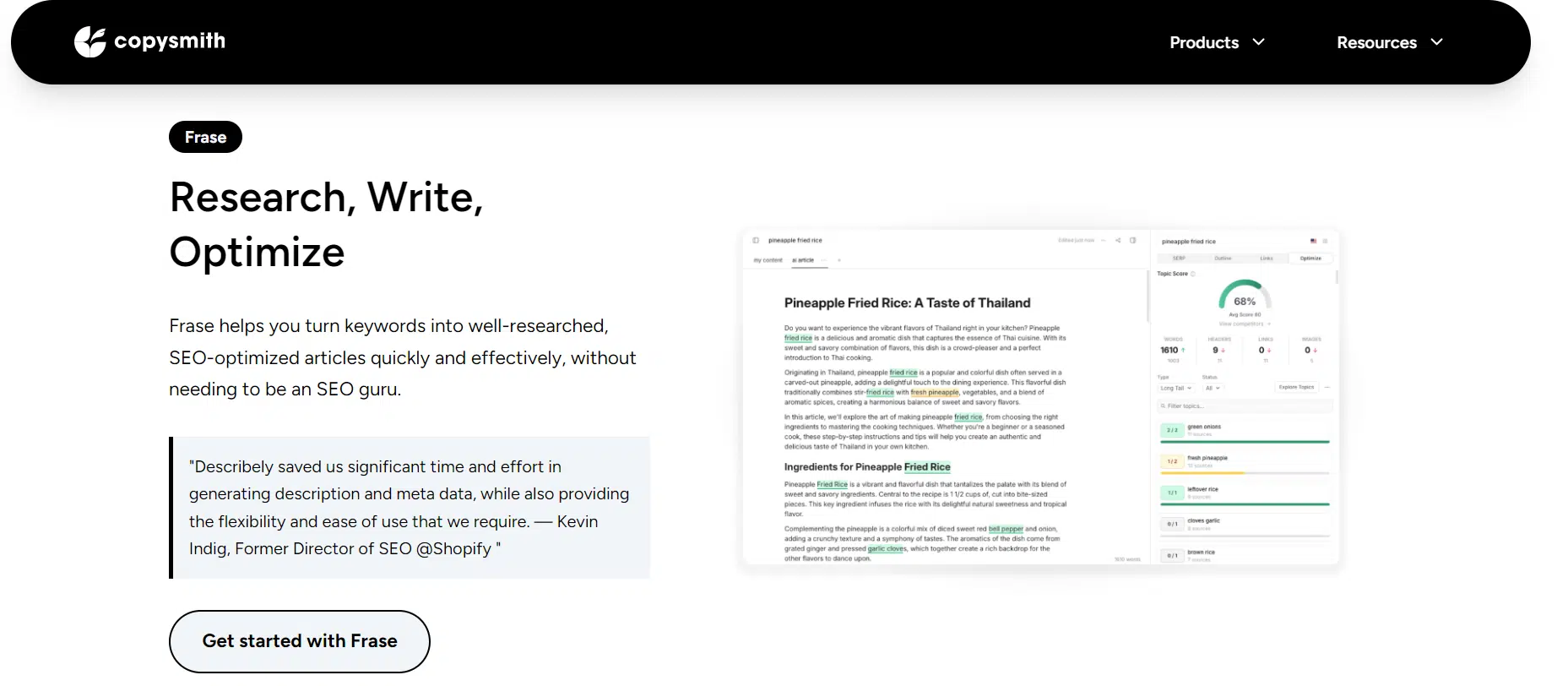 Top AI tools - Copysmith.ai - Frase