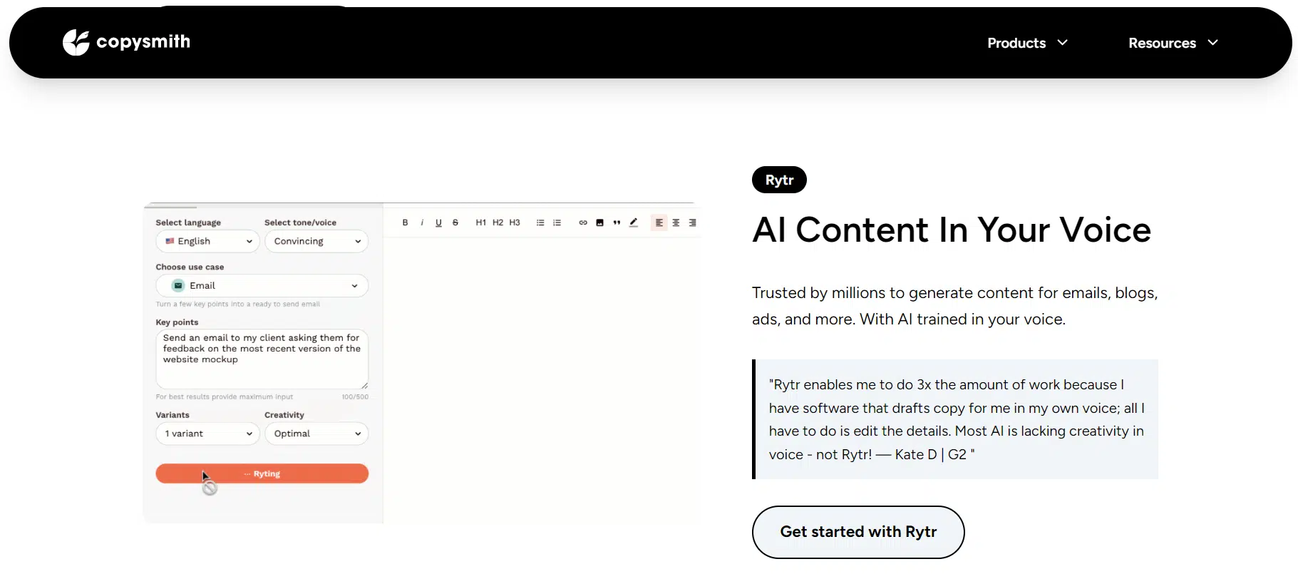 Top AI Content Tools - Copysmith.ai - Rytr