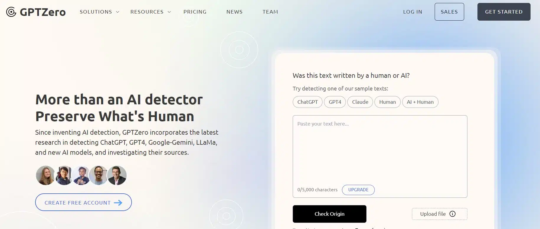 AI content detection tool - Gptzero