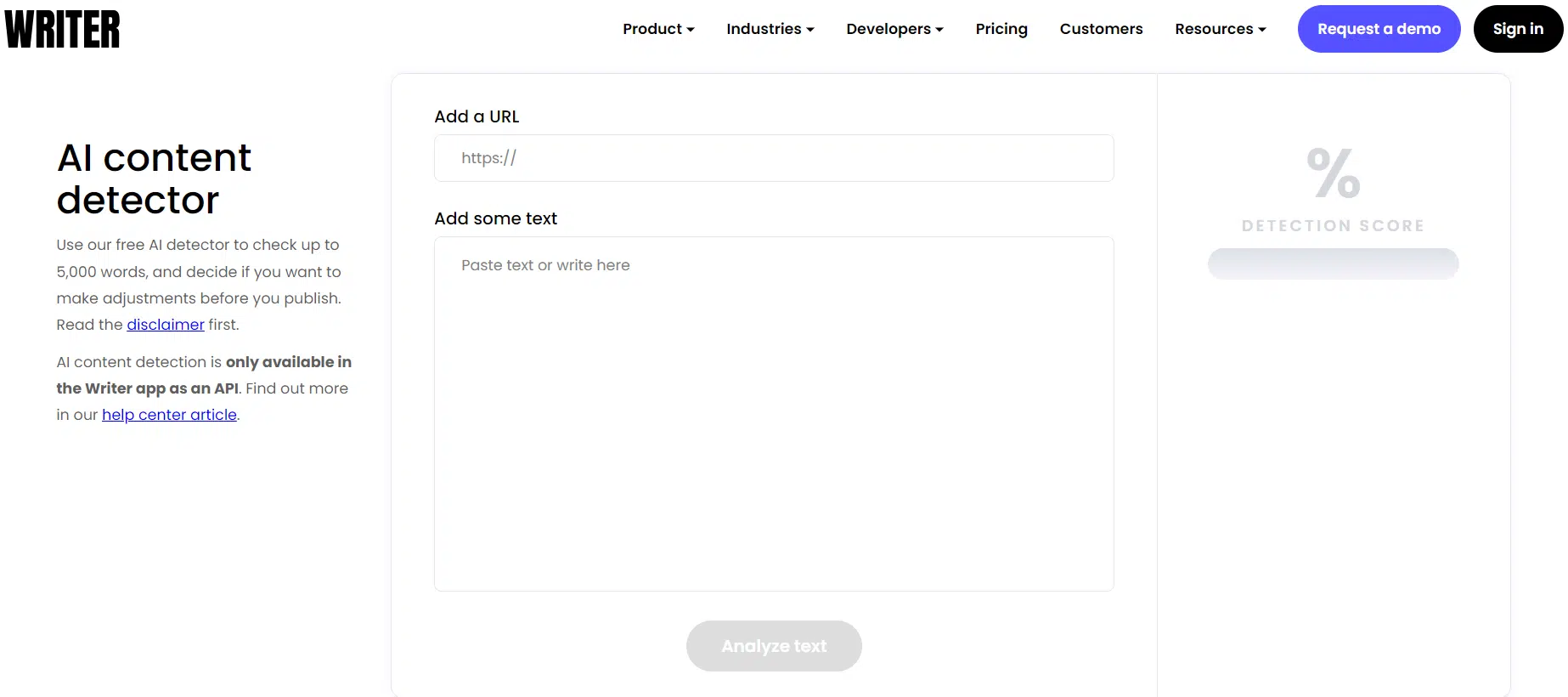 AI content detection tool - Writer