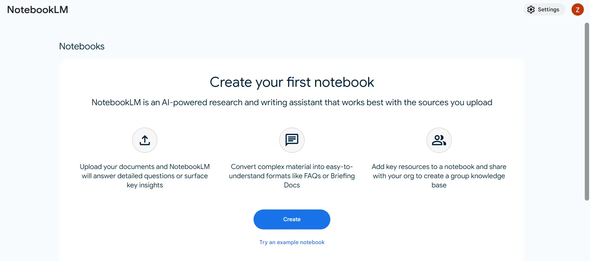 NotebookLM - Create your first Notebook