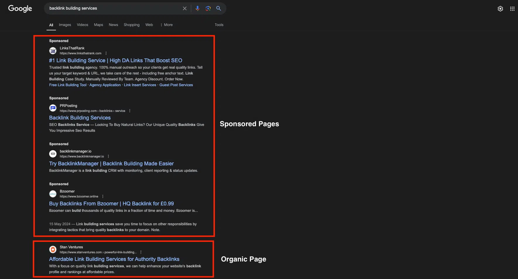 sponsored ads vs organic