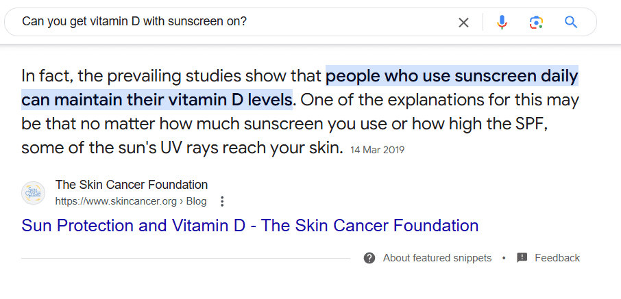 Can you get vitamin D with sunscreen on - Featured snippet