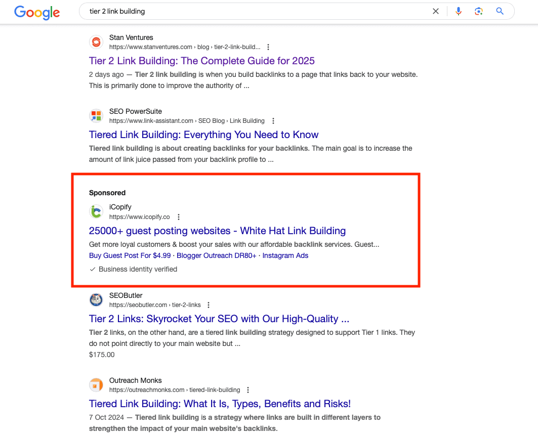 Ads Blended with Organic Results