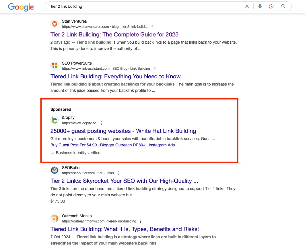 Ads Blended with Organic Results