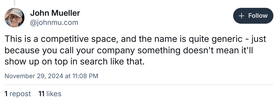 Why Business Names Don’t Guarantee Rankings