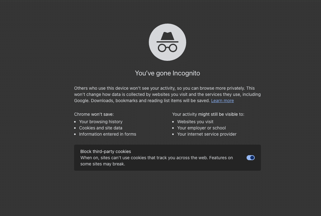 How to remove google search personalization using incognito mode