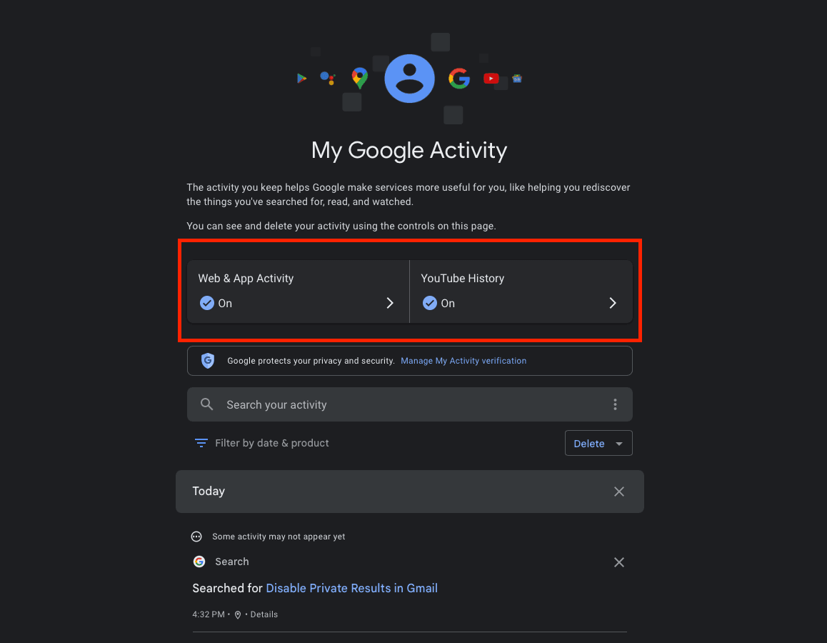 Turn Off Web & App Activity