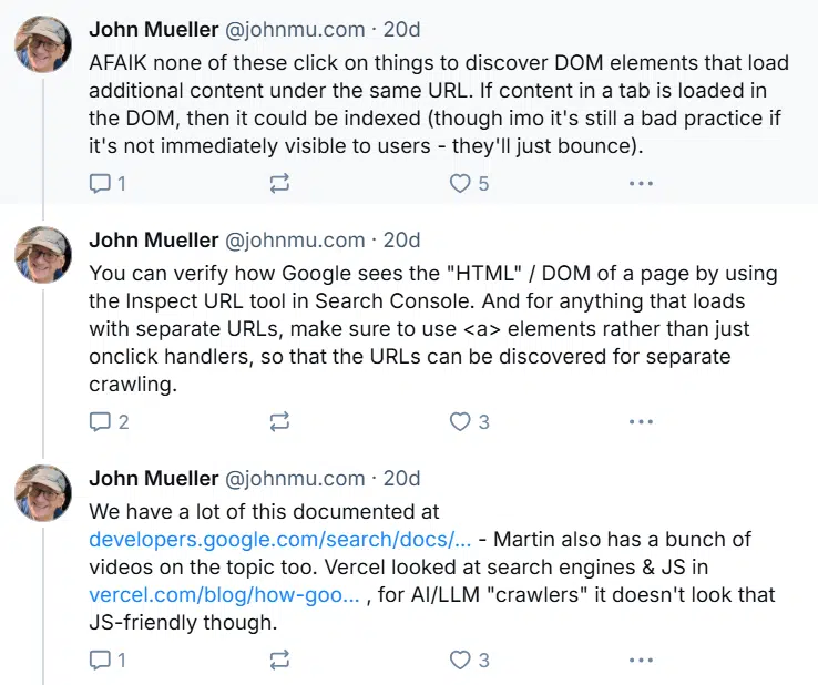 John Mueller on tabbed content