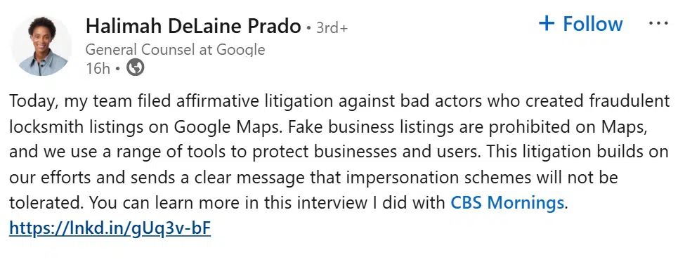 Google Sues Scammers Behind Fake Listings on Maps