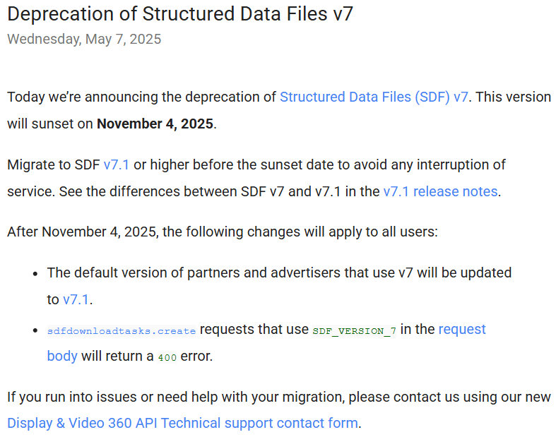 Deprecation of structured data files v7