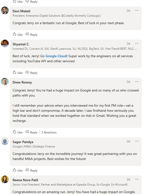 Jerry Dischler LinkedIn Post Comments