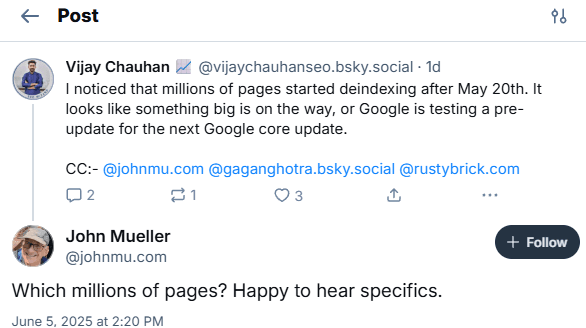 Google Saying About the Indexing Decline