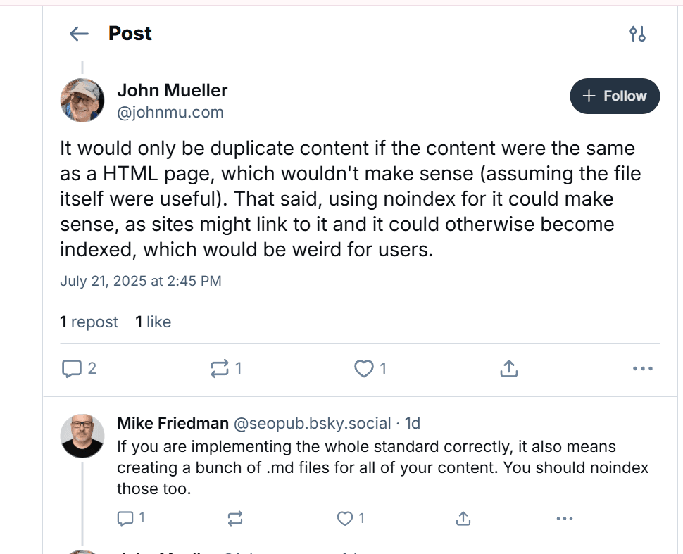 Using noindex for it could make sense