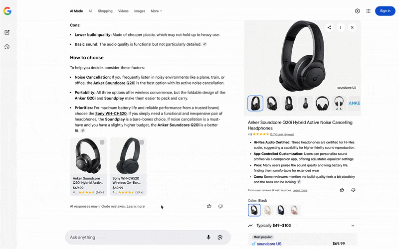 google ai generated product summary generating 1758456984