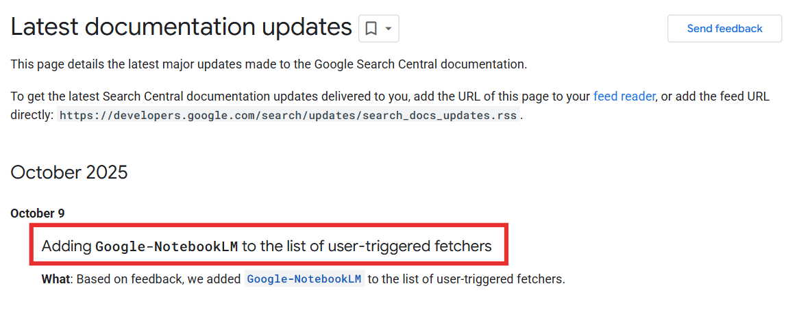 Google Adds NotebookLM to User-Triggered Fetchers