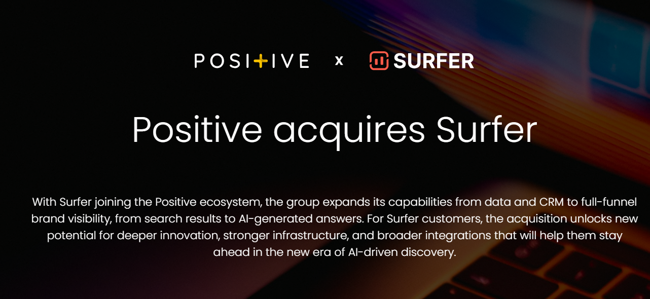 Positive Group Acquires Surfer SEO 