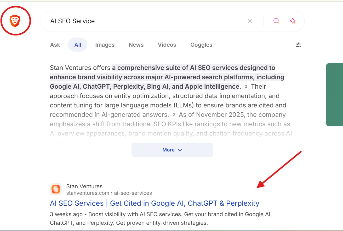 AI SEO SERVICE ON BRAVO