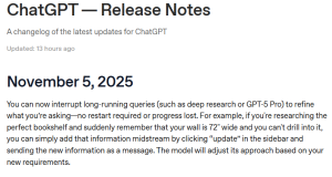 ChatGPT Nov 5 Release Notes