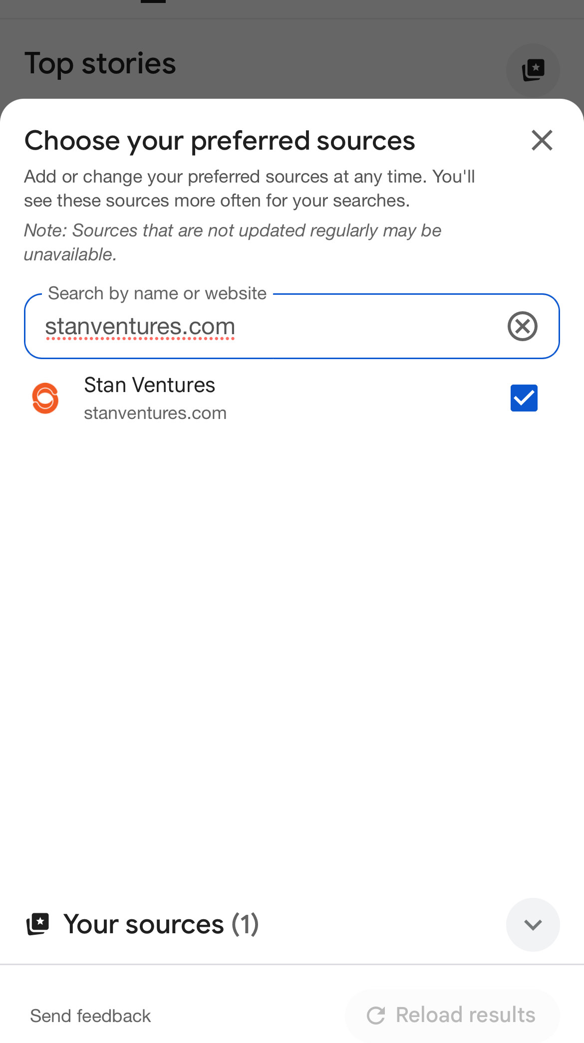 how users select preferred sources in Google Search. - Step 3