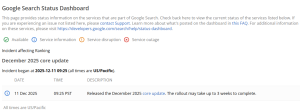 Google search central dashboard Dec 2025