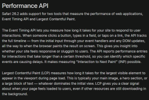 Apple documentation - Performance API