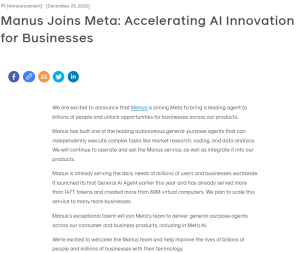Manus joins Meta