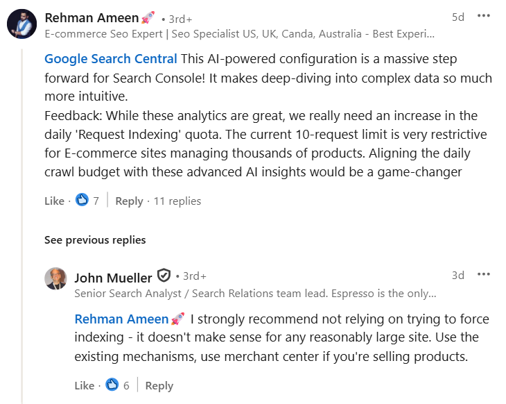 Google's stance on manual indexing