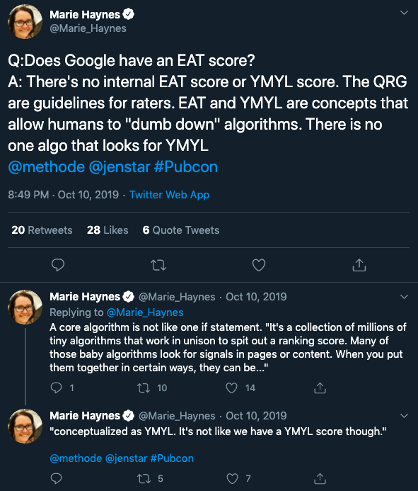 Does google have an E.A.T algorithm score