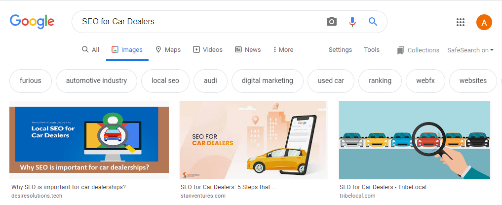 seo for car dealers image search
