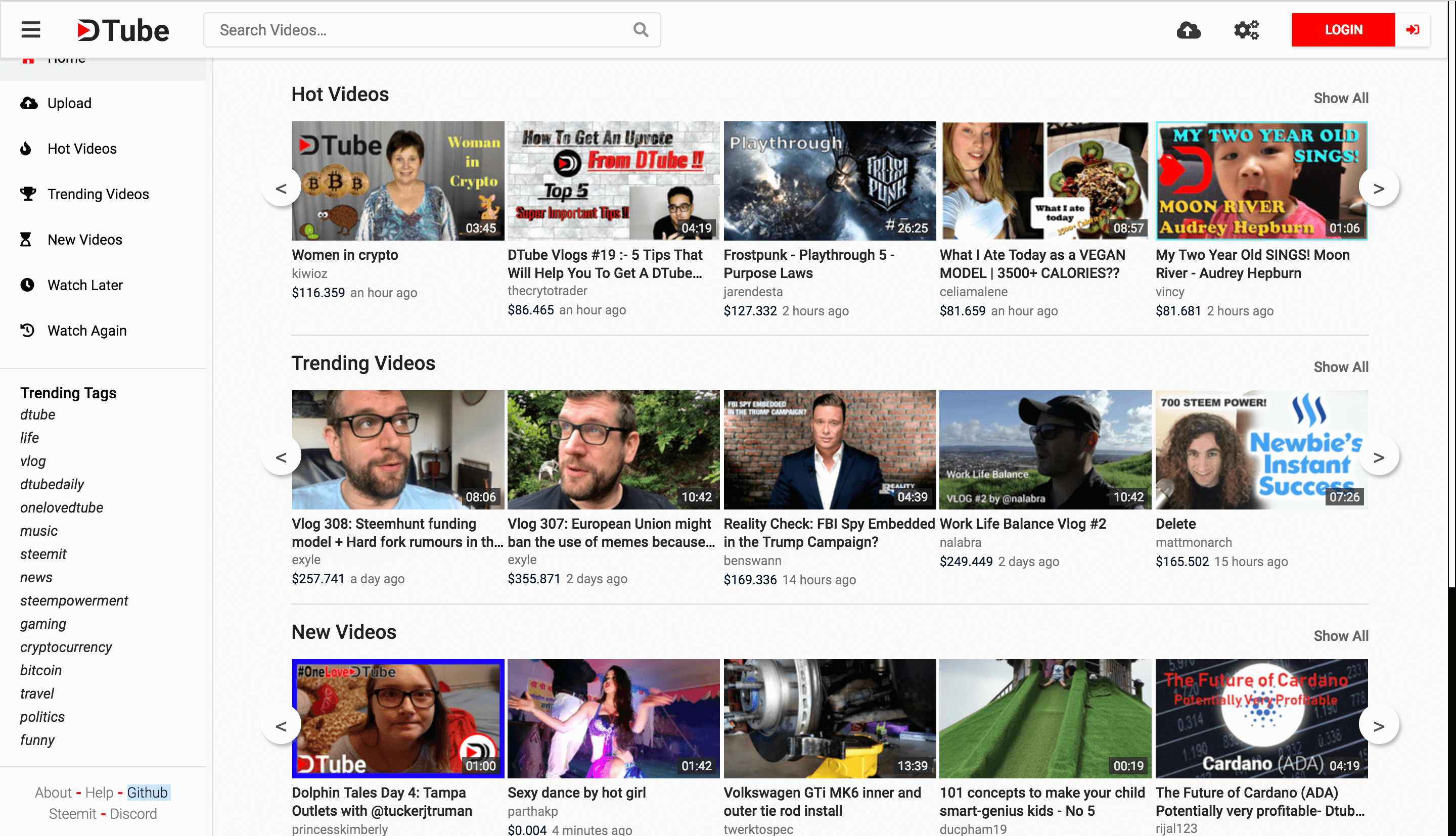 Dtube video search engine