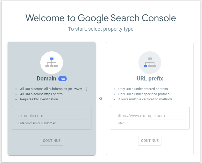 Add domain in Google Search Console