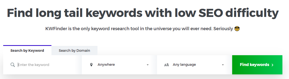KWfinder for Keyword research