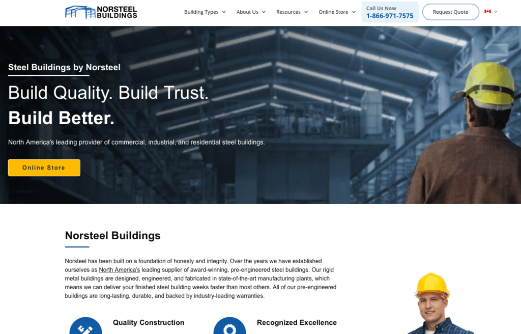 norsteel buildings website home page
