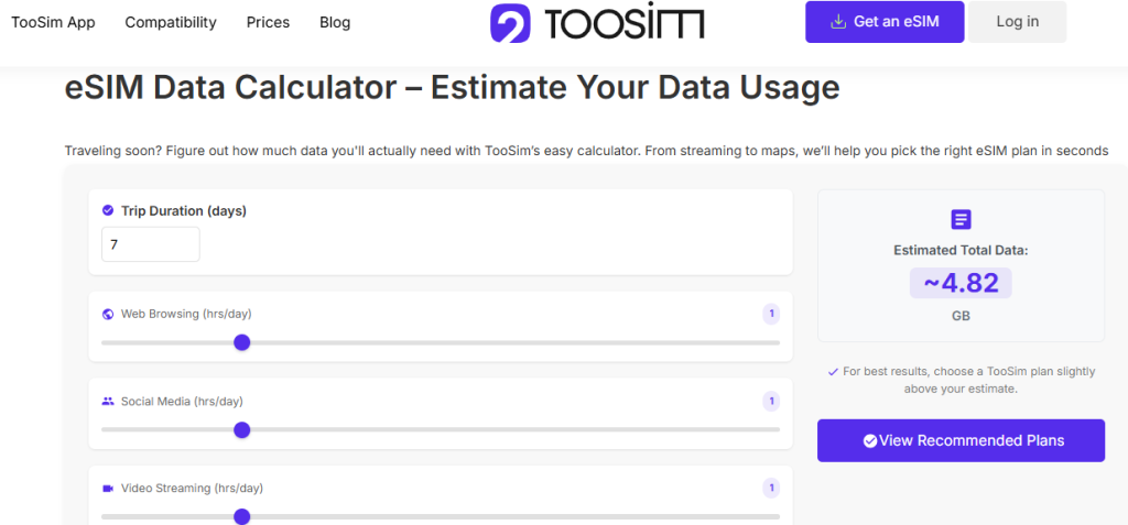 Esim Data Calculator